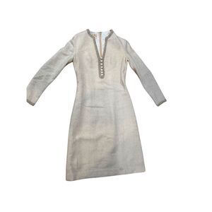 Vintage 1960s/70s Rare Ricki Reed London Cream Tweed Long Sleeve Dress size 12